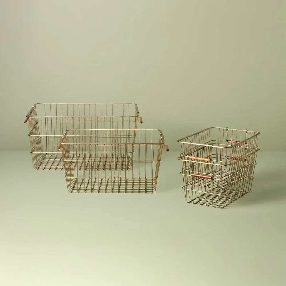 Large Rectangular Brass Wire Storage Basket - Hearth‎ & Hand Magnolia, Target